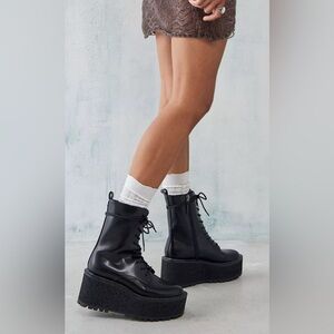 Sam Edelman Circus NY Slater Platform Black Combat Boots $120